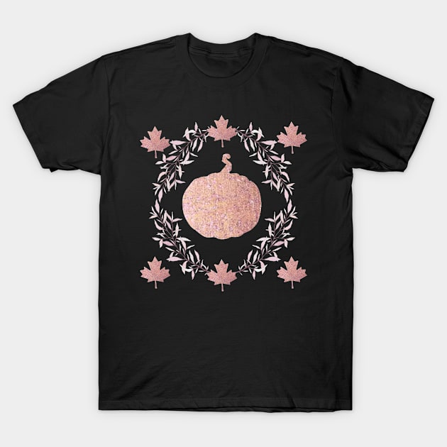 Pumpkin Bling, Rose Gold, Pretty And Festive, Girly Halloween, Decorate for Autumn, Cutie Pumpkin, Leaves and Fall T-Shirt by London Luxie